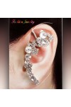 Boucle tour d'oreille papillons et fleurs, ornée de strass