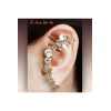 Boucle tour d'oreille papillons et fleurs, ornée de strass