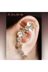 Boucle tour d'oreille papillons et fleurs, ornée de strass