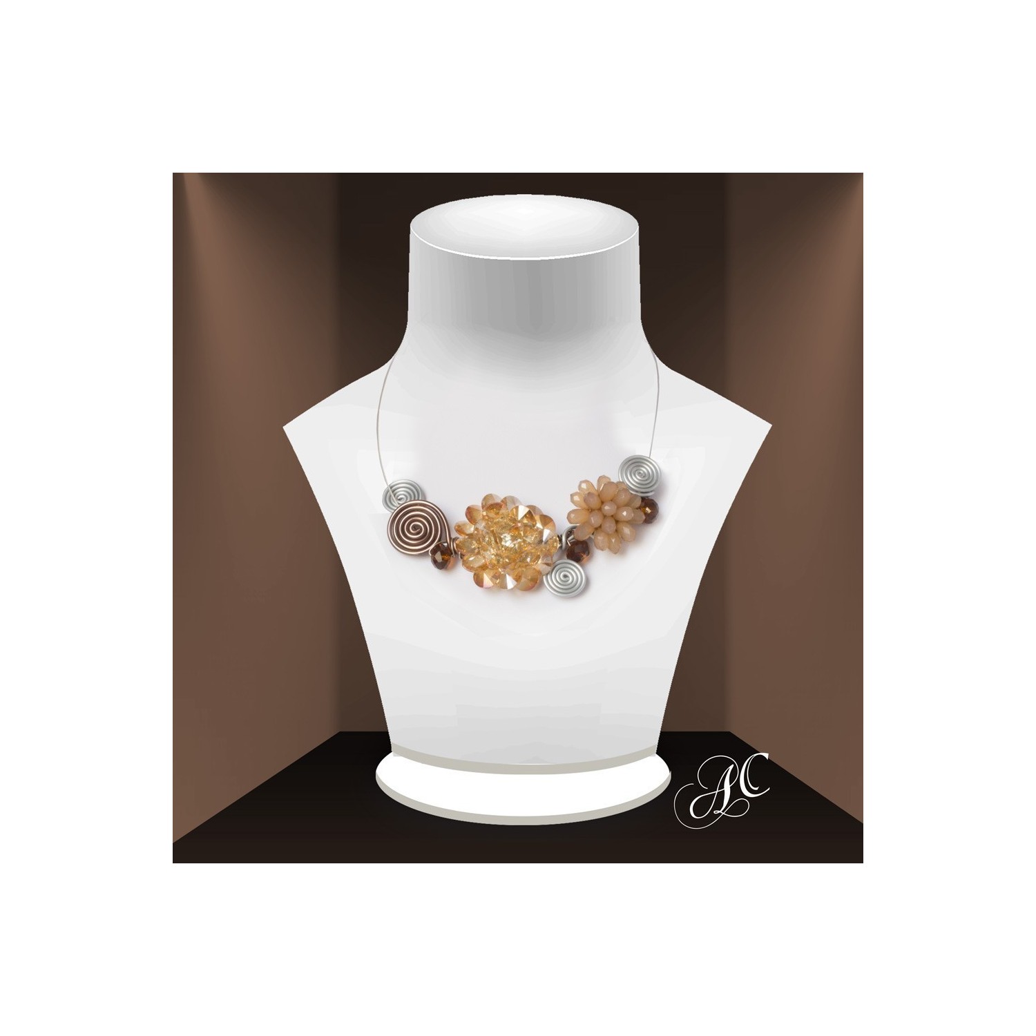 Collier fashion, motifs en cristal de résine