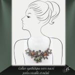 Collier verre et perles aux reflets nacrés