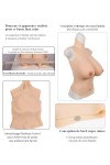Buste long faux seins, col haut, Elastic Cotton, taille G